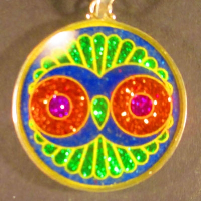 Cosmic Owl lapis lazuli 01 Gemstone Pendant