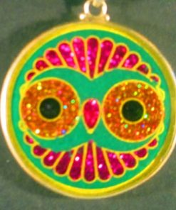 Cosmic Owl malachite 03 Gemstone Pendant