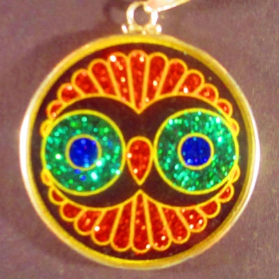 Cosmic Owl tourmaline 01 Gemstone Pendant