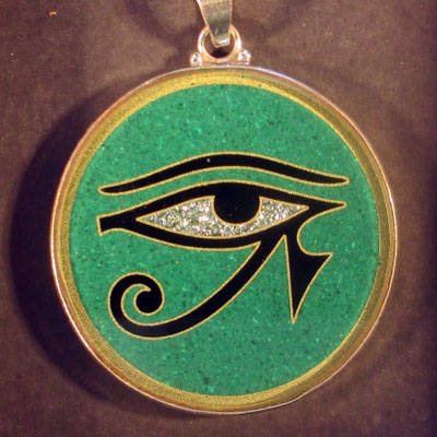 Eye of Horus malachite 01 Gemstone Pendant