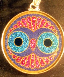 Cosmic Owl lapis lazuli 05 Gemstone Pendant