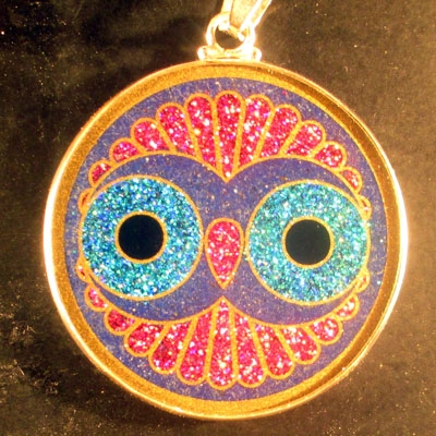 Cosmic Owl lapis lazuli 05 Gemstone Pendant